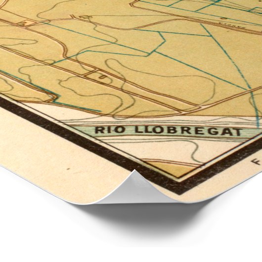 ヴィンテージバルセロナの地図（1919年） ポスター (角)