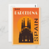 ヴィンテージバルセロナスペインラサグラダファミリアトラベル ポストカード (正面/裏面)