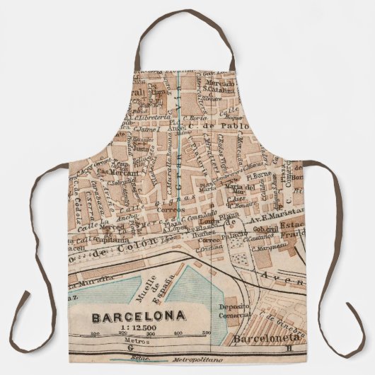 ヴィンテージバルセロナマップ エプロン (正面)