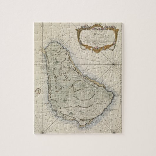 ヴィンテージバルバドスの地図（1758年） ジグソーパズル (縦)
