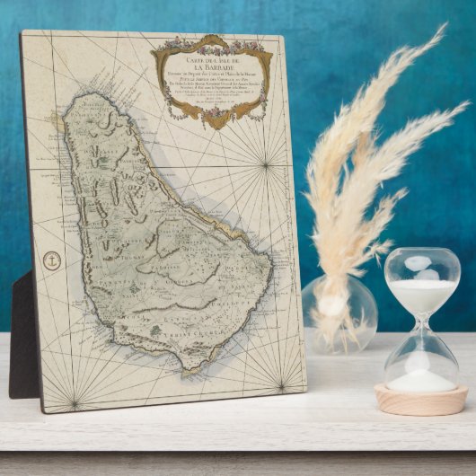 ヴィンテージバルバドスの地図（1758年） フォトプラーク (側面)