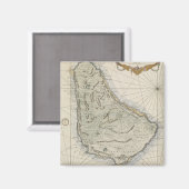 ヴィンテージバルバドスの地図（1758年） マグネット (正面/裏面)