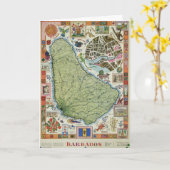 ヴィンテージバルバドス島の地図 カード (黄色い花)