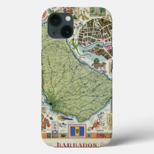 ヴィンテージバルバドス島の地図 iPhone 13ケース