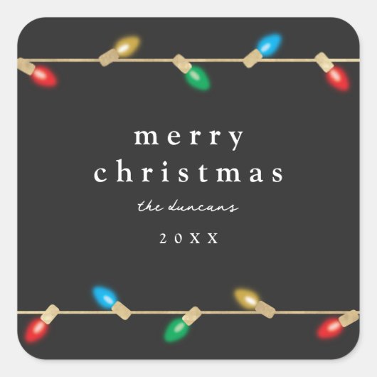 ヴィンテージバルブクリスマスライトギフトラベル スクエアシール (正面)