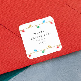 ヴィンテージバルブクリスマスライトギフトラベル スクエアシール