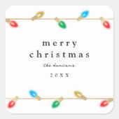 ヴィンテージバルブクリスマスライトギフトラベル スクエアシール (正面)