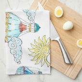 ヴィンテージバルーンお洒落：シームレスな水色。 キッチンタオル (四つ折り)