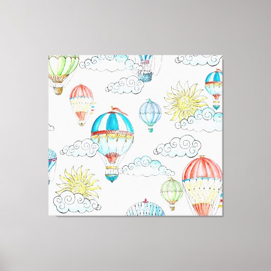 ヴィンテージバルーンお洒落:シームレスな水色。 キャンバスプリント (正面)