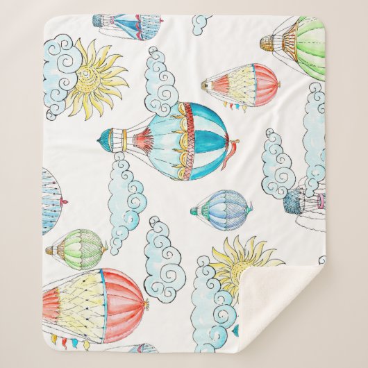 ヴィンテージバルーンお洒落：シームレスな水色。 シェルパブランケット (正面)