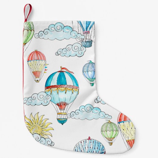 ヴィンテージバルーンお洒落：シームレスな水色。 スモールクリスマスストッキング (正面)