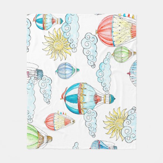 ヴィンテージバルーンお洒落：シームレスな水色。 フリースブランケット (正面)