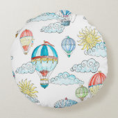 ヴィンテージバルーンお洒落：シームレスな水色。 ラウンドクッション (裏面)