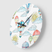 ヴィンテージバルーンお洒落：シームレスな水色。 ラージ壁時計 (傾斜)