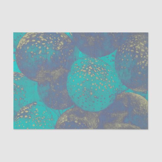 ヴィンテージバルーンアンティークブルー金ゴールドターコイズティール(緑がかった色) 薄葉紙 (正面)