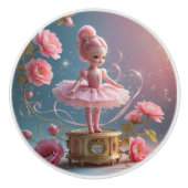 ヴィンテージバレエ人形オンミュージックボックス セラミックノブ (正面)