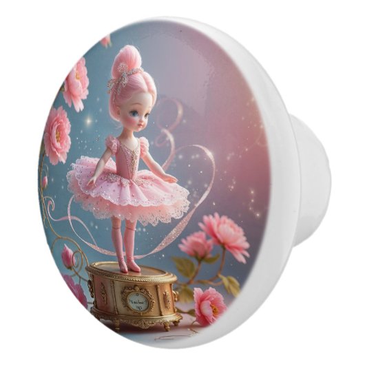 ヴィンテージバレエ人形オンミュージックボックス セラミックノブ (右)