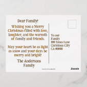 ヴィンテージバレリナクリスマステーマグリーティングレトロ 箔シーズンポストカード (裏面)