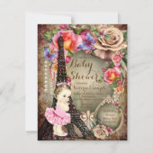 ヴィンテージバレリーナエッフェルタワーパリベビーシャワー 招待状 (正面)