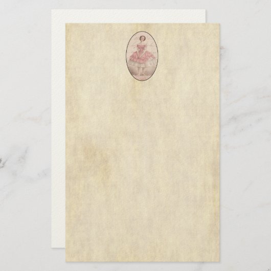 ヴィンテージバレリーナガールインザピンクツツ 便箋 (正面/裏面)