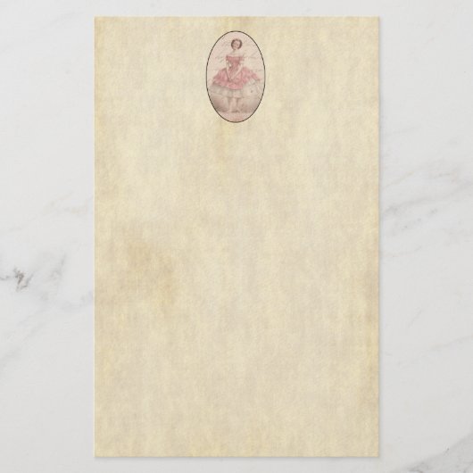 ヴィンテージバレリーナガールインザピンクツツ 便箋 (正面)