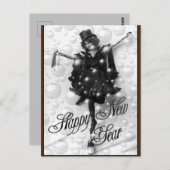 ヴィンテージバレリーナボトルハッピーニューイヤー ポストカード (正面/裏面)
