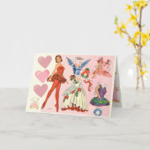 ヴィンテージバレリーナ紙ドールアートカード カード (黄色い花)