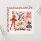 ヴィンテージバレリーナ紙ドールアートカード カード (正面/裏面インサイチュ)