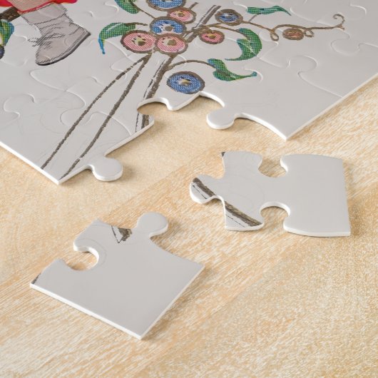 ヴィンテージバレンタインかわいいカラフルアールデコ ジグソーパズル (側面)