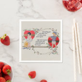 ヴィンテージバレンタインかわいいカラフルアールデコ スタンダードカクテルナプキン (インサイチュ)