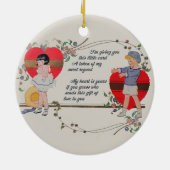 ヴィンテージバレンタインかわいいカラフルアールデコ セラミックオーナメント (裏面)