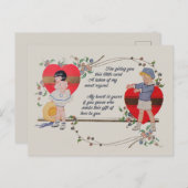 ヴィンテージバレンタインかわいいカラフルアールデコ ポストカード (正面/裏面)