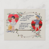 ヴィンテージバレンタインかわいいカラフルアールデコ ポストカード (正面)