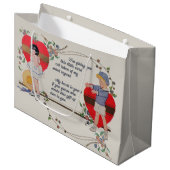 ヴィンテージバレンタインかわいいカラフルアールデコ ラージペーパーバッグ (正面アングル)