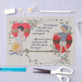 ヴィンテージバレンタインかわいいカラフルアールデコ 薄葉紙 (クラフト)