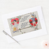 ヴィンテージバレンタインかわいいカラフルアールデコ 長方形シール (封筒)