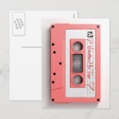 ヴィンテージバレンタインのオーディオカセットミックステープ シーズンポストカード (正面/裏面)