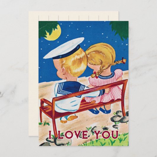 ヴィンテージバレンタインのカップル私はあなたを愛している シーズンカード (正面/裏面)