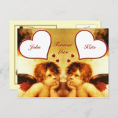 ヴィンテージバレンタインのキューピッド シーズンポストカード (正面/裏面)