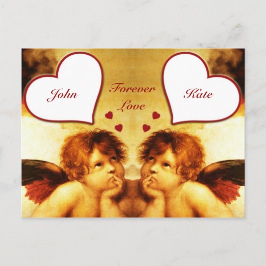 ヴィンテージバレンタインのキューピッド シーズンポストカード (正面)