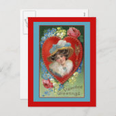 ヴィンテージバレンタインのグリーティングカード シーズンポストカード (正面/裏面)