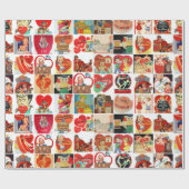 ヴィンテージバレンタインのデイカードレトロレッド紙 ラッピングペーパー (フラット)