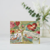 ヴィンテージバレンタインのデコパージュ,天使,花 シーズンポストカード (スタンド正面)