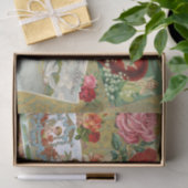 ヴィンテージバレンタインのデコパージュ，天使，花 薄葉紙 (ギフト)