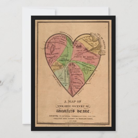 ヴィンテージバレンタインのハートの地図 カード (正面)