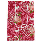 ヴィンテージバレンタインのフローラハートパターン ミディアムペーパーバッグ (裏面)