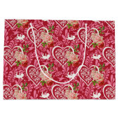 ヴィンテージバレンタインのフローラハートパターン ラージペーパーバッグ (裏面)
