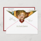 ヴィンテージバレンタインの天使と黄色の花 ポストカード (正面/裏面)