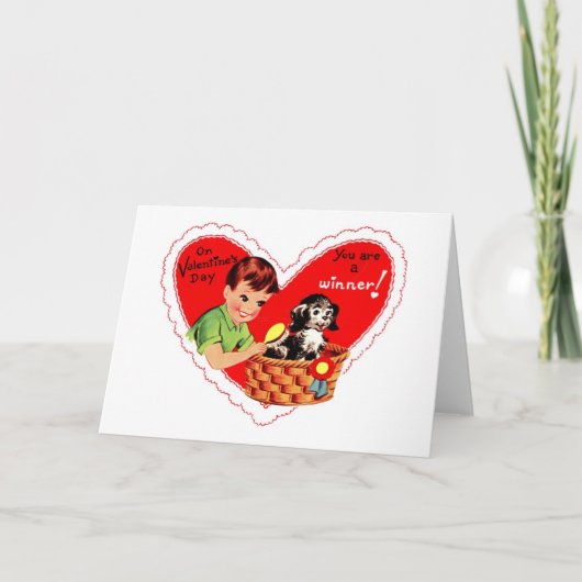 ヴィンテージバレンタインの子犬はあなたは勝者 シーズンカード (正面)