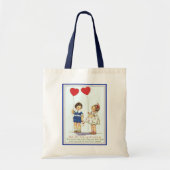 ...ヴィンテージバレンタインの子/ハートバルーンのカード トートバッグ (正面)